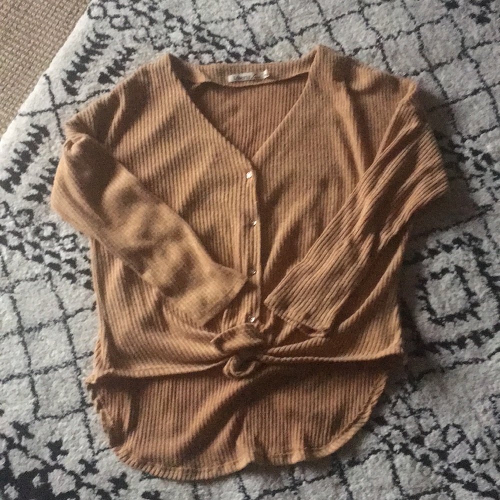 Button up tie front top